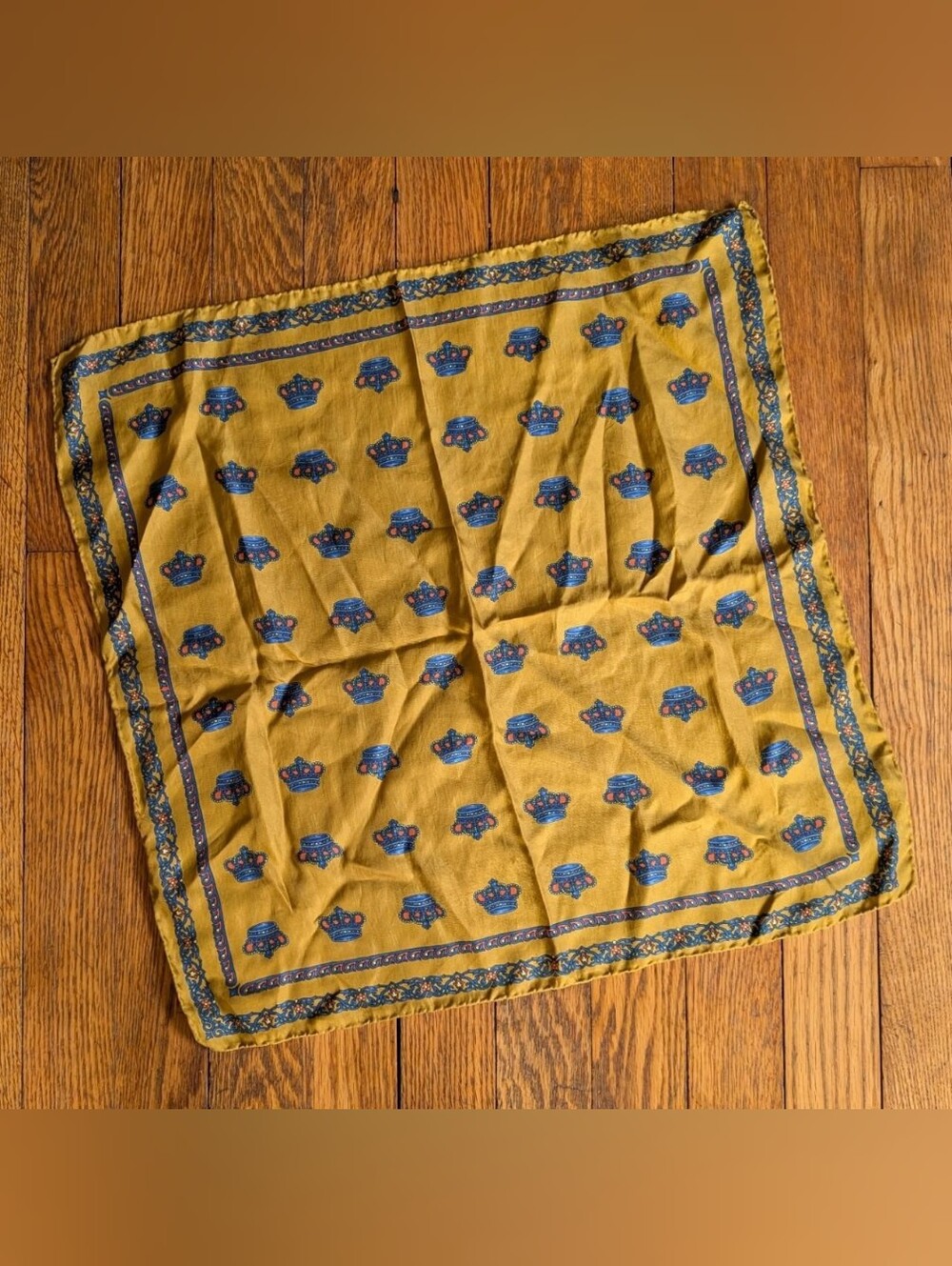 Vintage Damon Silk Crown Print Scarf Bandana